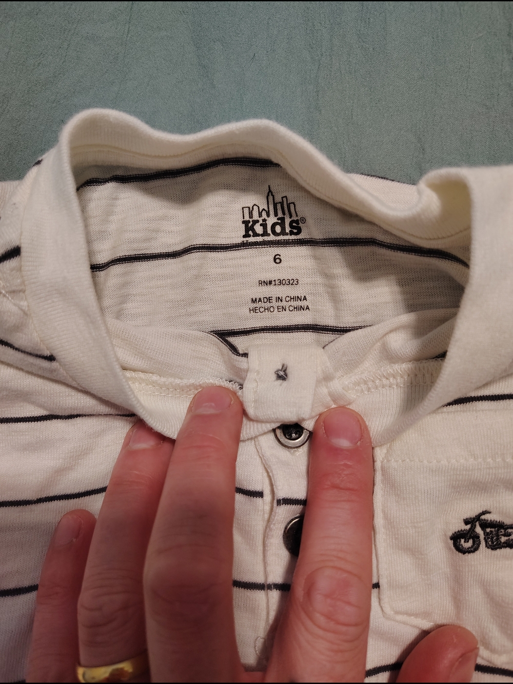 White Striped Henley Shirt - Size 6